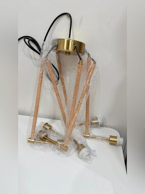 Threshold Brass Multi-Light Pendant with Natural Rope Accents